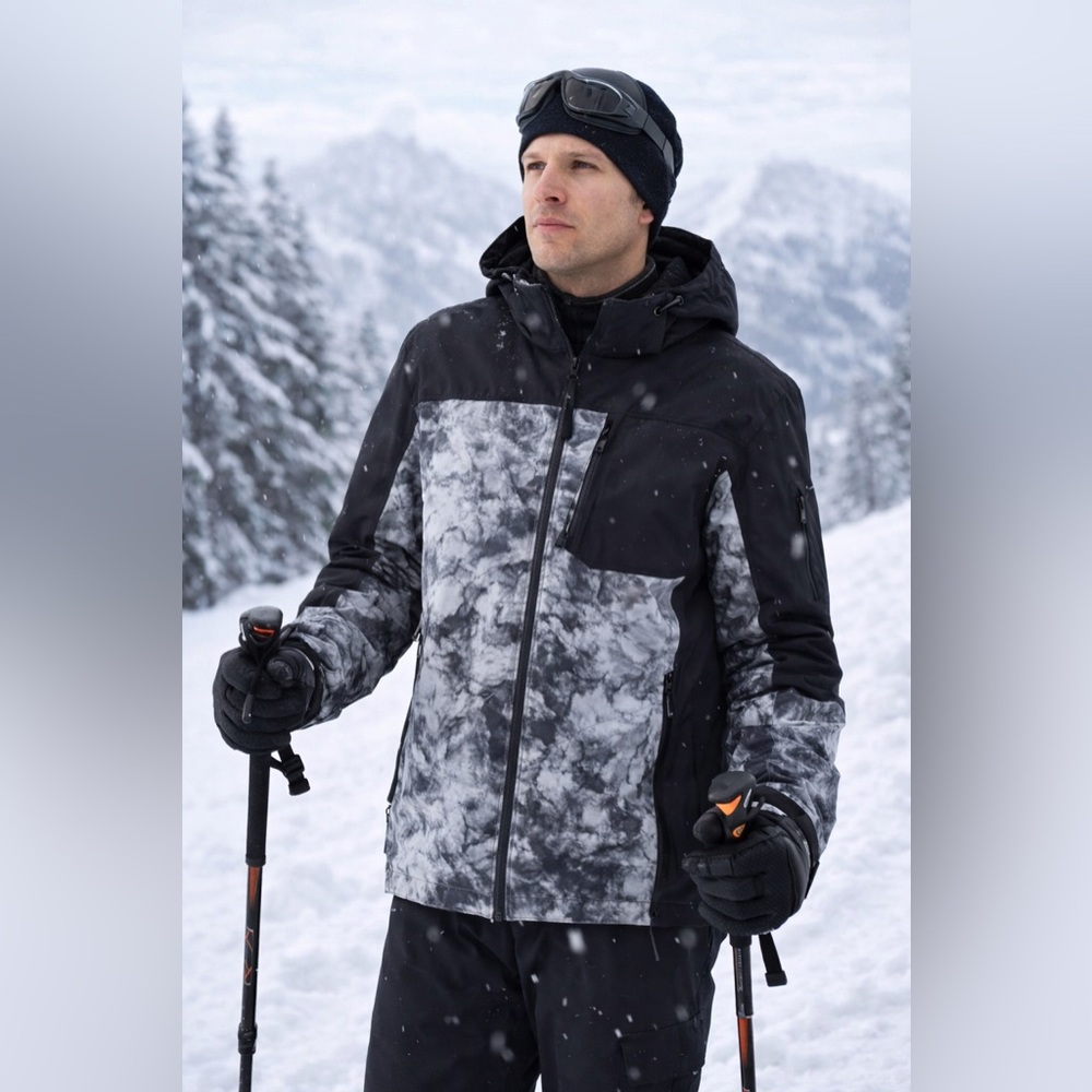 Crivit Men’s Thermolite Ski Jacket | Black Gray Snow Coat | XL | NWT